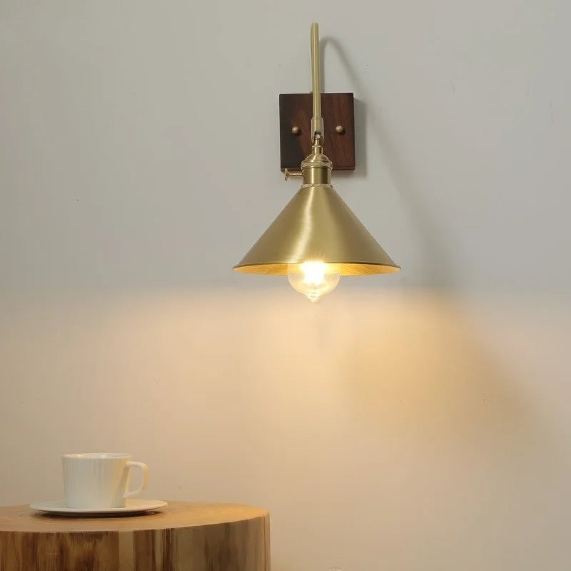 Axyaa Walnut Copper LED Wall Lights for Home Decor and Modern Ambiance