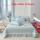 Axyaa Kapok Twill Bed Cover Set with Lace Trim and Pillowcases