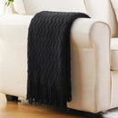 Axyaa Knitted Orange Throw Blanket with Tassels - Lightweight Fall Decor Blanket