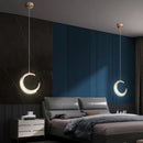 Axyaa Moon Design Acrylic LED Chandelier, Modern Staircase Pendant Light