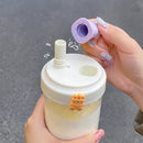 Axyaa Bubble Tea Kids Glass Water Bottle with Straw - BPA Free