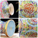 Axyaa Plum Design Cloisonne Enamel Ceramic Vase: Asian Style Home Decor & Table Centerpiece