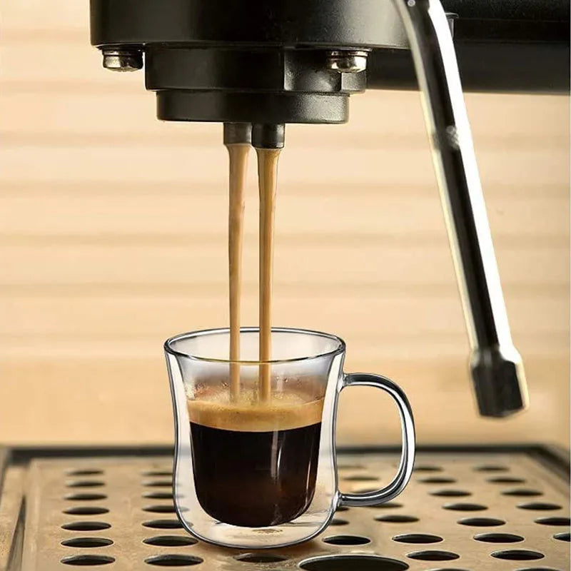 Axya Double Wall Glass Espresso Cups Set for Hot/Cold Drinks