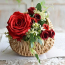 Axyaa Willow Rattan Wedding Basket Half Moon Storage Handle Flower Girls Picnic Container