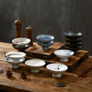 Axyaa Ceramic High-Footed Refreshment Plate & Kiln-Changed Fruit Dessert Plate