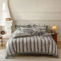 Axyaa Winter Velvet Zebra Stripe Flower 5D Print Duvet Set