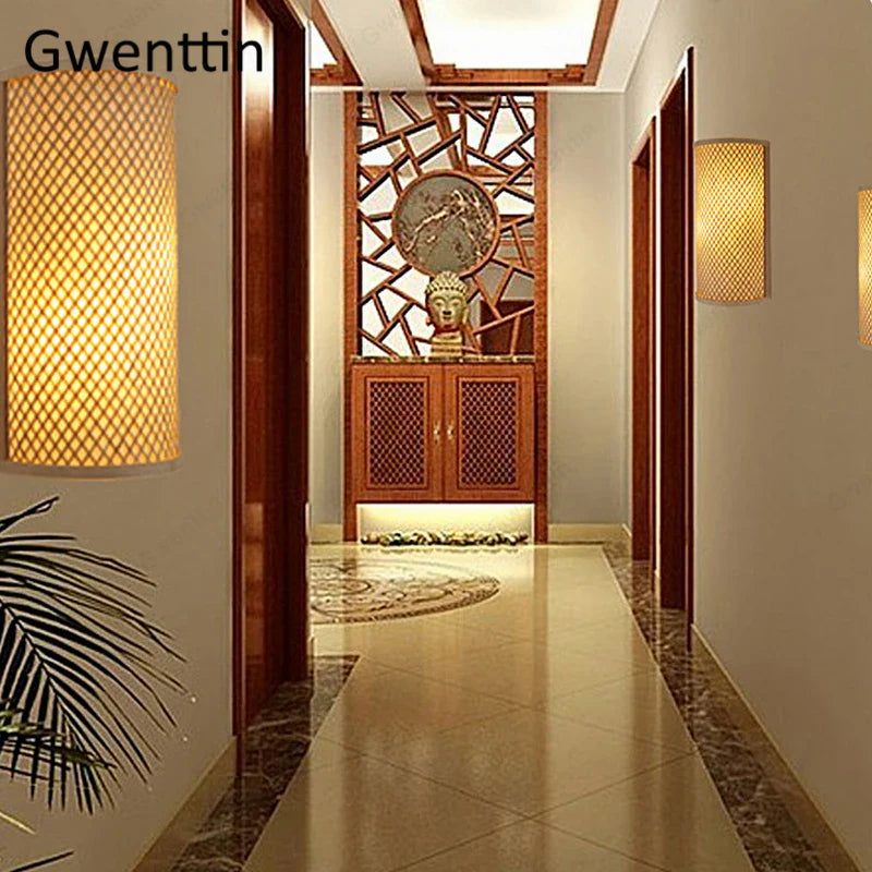 Axyaa Bamboo Wall Sconces LED Light Fixtures for Home Decor