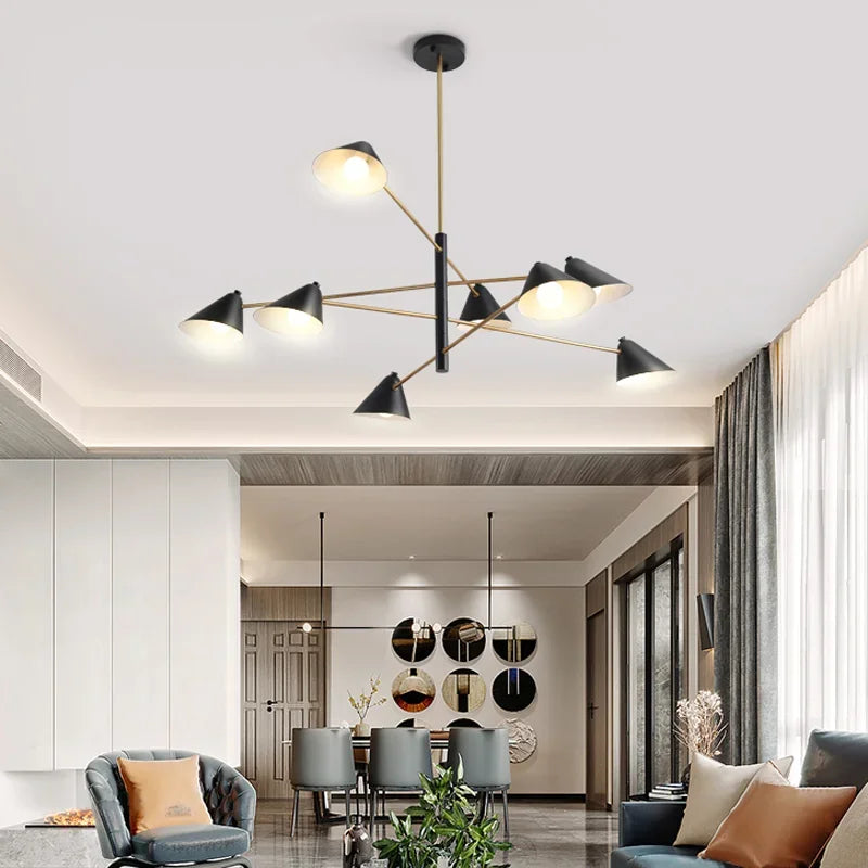 Axyaa Cone Shape Pendant Light: Creative Minimalist Art Chandelier for Living Room