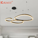 Axyaa Brushed LED Chandelier, Ceiling-Mounted Black&White Lighting for Living Room