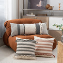 Axyaa Vintage Stripe Lumbar Cushion Cover with Tassels