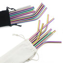 Axyaa Stainless Steel Straws Set with Cleaning Brush - Colorful, Reusable Metal Straws