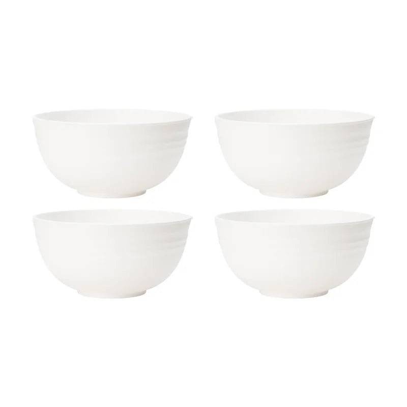 Axyaa White Grain Bowl Set - Reusable Plastic Dinner Bowls for Food, Dessert, Camping