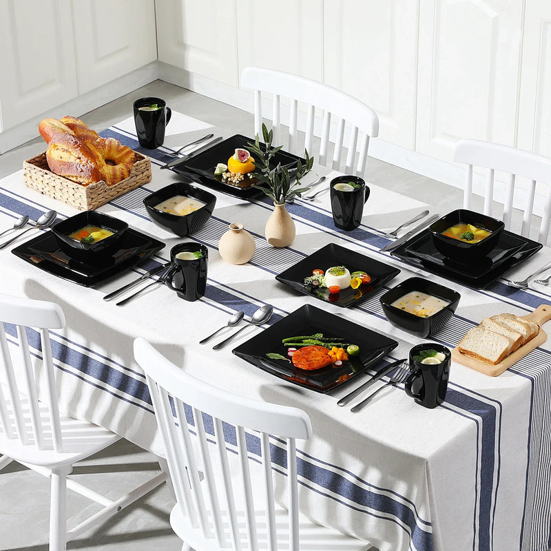 Axya SOHO Black Ceramic Square Dinnerware Set
