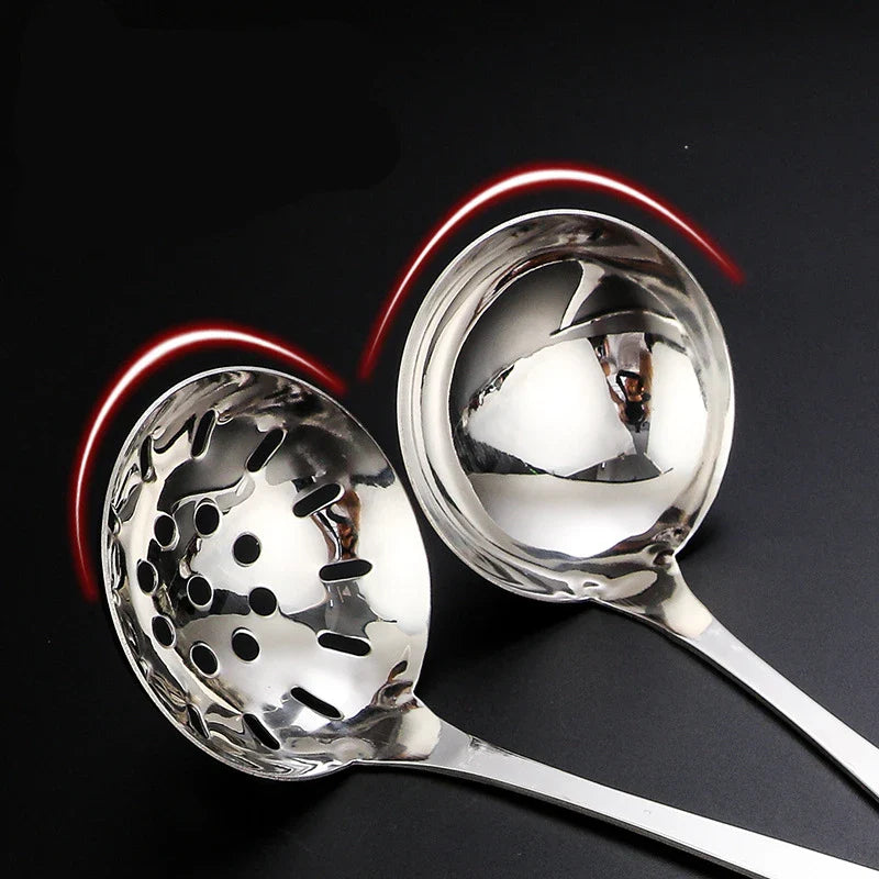 Axyaa Stainless Steel Long Handle Soup Spoon Colander for Hot Pot Kitchen Utensil