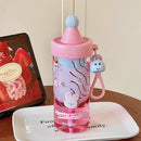Axyaa Cartoon Straw Water Bottle, Tea Water Separation, 650ML, Cute Design, Juice Cup