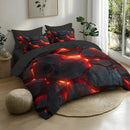 Axyaa Fantasy Red Glow 3D Printed Duvet Cover Set with Soft Brushed Bedding