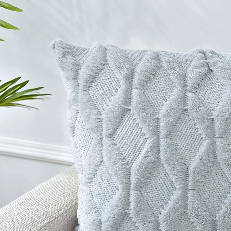 Axyaa Soft Gray Plush Pillow Cover 45x45cm Cozy Cushion Throw Home Decor