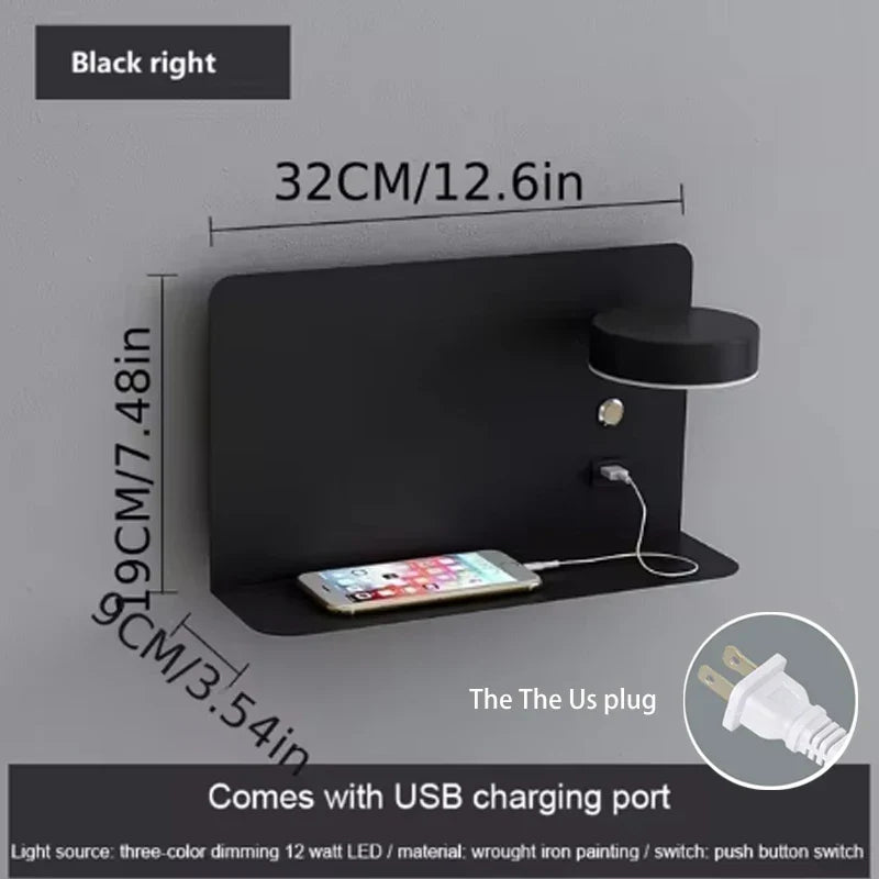 Axyaa Rotatable Button Switch Wall Lamp with USB Charging, Modern Minimalist Design