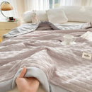 Axyaa Summer Quilt: Washed Waffle Wide Hem Soybean & Cloud Cotton Thin Quilt
