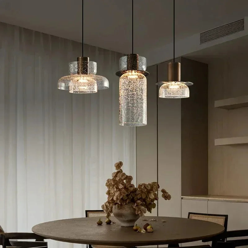 Axyaa Retro Cracked Glass LED Chandelier for Home, Bar, Coffee Shop