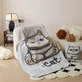 Axyaa Cute Cat Polyester Blend Pillow Cover and Blanket Shawl Blanket