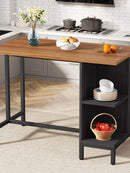 Axyaa 43" Kitchen Island with Shelves and 5 Open Storage Shelves, Large Worktop