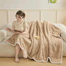 Axyaa Cozy Bear Pattern Fleece Blanket for Sofa Bed, Spring/Autumn Soft Plush Throw