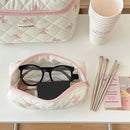 Axyaa Bow Makeup Bag: Large Capacity Portable Travel Toiletry Cosmetics Storage