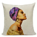 African Nation Women Portrait Pillow Cover for Home Decor by Axyaa