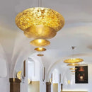 Axyaa Luxury Gold Disc Chandelier for Living Room & Dining Room