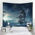 Axyaa Pirate Ship Tapestry - Sailing Seascape Decor for Boho Bedroom Aesthetics