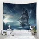 Axyaa Pirate Ship Tapestry - Sailing Seascape Decor for Boho Bedroom Aesthetics