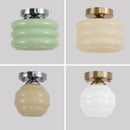 Axyaa Modern Creamy Glass Iron LED Ceiling Lamp for Aisle and Balcony Lighting