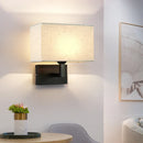 Axyaa Fabric Shade LED Wall Lamp Modern Reading Light for Bedroom Living Room