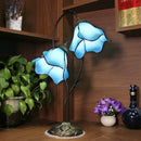 Axyaa Lotus Flower Tiffany Stained Glass Table Light Fixture, LED Bedroom Lamp