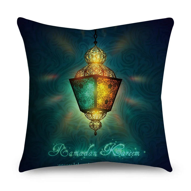 Nordic Eid Ramadan Moon Lantern Pillow Case 45x45cm by Axyaa