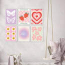 Axyaa Danish Floral Heart Butterfly Canvas Art Poster - Home Decor