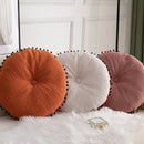 Axyaa Pom Pom Fringed Round Pillow for Home Decor & Gifts