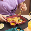 Axyaa Large Square Divided Dumpling Plate & Vinegar Space Organizer