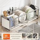 Axyaa Over Sink Drainer Rack: Dish Drying Bowl Organizer & Cup Holder Shelf