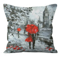 Axyaa Romantic Paris Couple Cushion Cover: Home & Office Decor - Valentine Theme