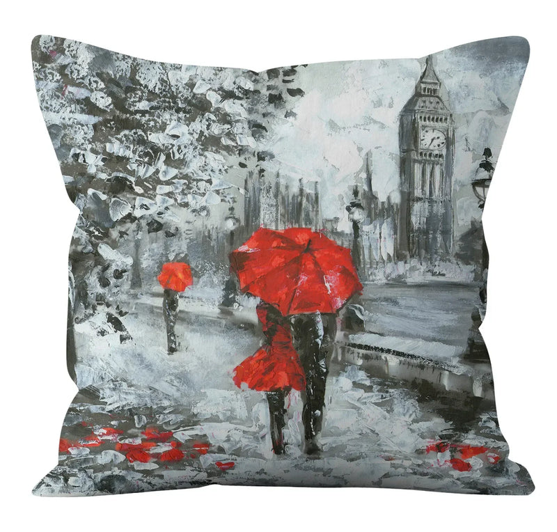 Axyaa Romantic Paris Couple Cushion Cover: Home & Office Decor - Valentine Theme