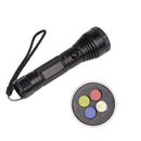 Axya Waterproof Tactical Flashlight with White, Red, Green, Yellow LEDs