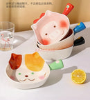 Axyaa Cute Baking Oven Bowl with Handle, Kids Salad Ceramic Tableware