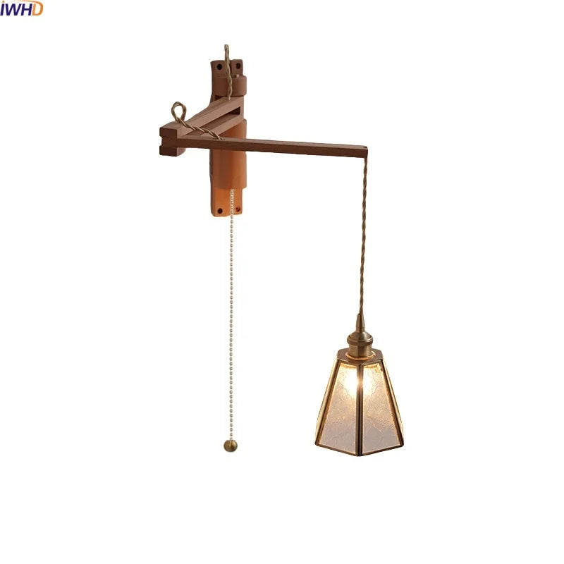 Axyaa Wabi Sabi LED Wall Light Mirror Glass Wood Modern Nordic Bedside Lamp