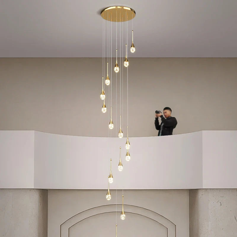 Axyaa Deluxe Crystal Chandelier - Modern Design for Living, Dining, Bedroom & Stairwell