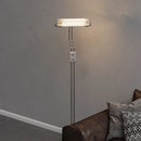Axyaa Stainless Steel LED Floor Lamp with Transparent Glass Shade Home Decor Lighting