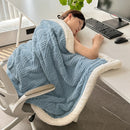 Axyaa Cozy Striped Coral Fleece Blanket for Sofa Bed, Autumn Winter Plush Throw