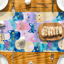 Axyaa Abstract Cat Table Runner for Farmhouse Dining Decor