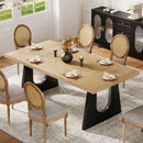 Axyaa Rustic Wood Dining Table, Seats 6-8, 70.9-Inch Rectangular, Black Legs